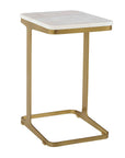 Tylan - Marble Accent Table - Brass / White