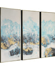Crashing Waves - Abstract Art (Set of 3) - Blue
