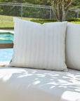 Basket Stripe - Ivory Outdoor Pillow - White