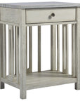 Escape - Bedside Table With Stone Top - Pearl Silver
