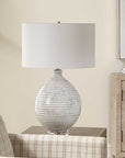 Clary - Horizontally Striped Table Lamp - Gray / White