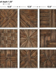 Bryndle - Rustic Wooden Squares (Set of 9) - Dark Brown