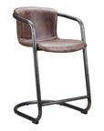 Freeman - Leather Counter Stool (Set of 2) - Grazed Brown