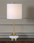 Molena - Brass & Pearly Stone Table Lamp - Brass,Gold,White