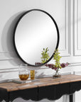 Belham - Round Iron Mirror - Black