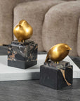 Golden Finch - Bird Figurines (Set of 2) - Black / Brass