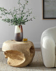 Sola - Handcrafted Teak Side Table - Beige