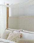 Retreat - Pole Rattan Upholstered Poster Bed With Canopy