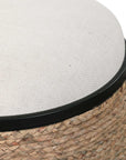 Island - Straw Accent Stool - White & Light Brown
