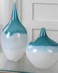 Carla - Vases (Set of 2) - White & Teal