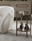 Cusano - Round Dark Marble Accent Table - Brass / Brown