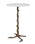 Calais - Marble Accent Table - Brass / White