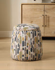 Arem - Upholstered Multi-Color Ottoman - Gray / Pink / White / Yellow