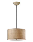 Dafina - 3 Light Burlap Drum Pendant - Beige
