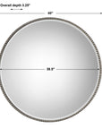 Stefania - Beaded Round Mirror - Pearl Silver