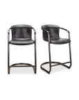 Freeman - Leather Counter Stool (Set of 2) - Onyx Black