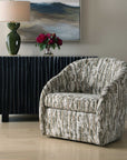 Mari - Boucle Swivel Chair - Green / White