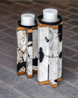 Illini - Stone Candleholders (Set of 2) - Black & White