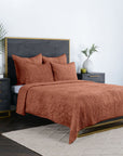 Bari - Velvet Quilt - Terra Cotta