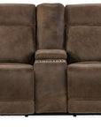 MS - Wheeler Power Console Loveseat With Power Headrest - Dark Brown