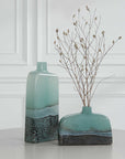 Fuze - Vases (Set of 2) - Aqua & Bronze