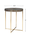 Taja - Round Accent Table - Dark Brown & Gold