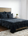 Bari - Velvet Quilt - Ocean Blue