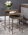 India - Nesting Tables (Set of 3) - Light Brown & Black