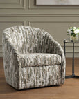 Mari - Boucle Swivel Chair - Green / White
