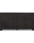 Stevenson - Chiseled 4 Door Cabinet - Black / Brown / Woodtone