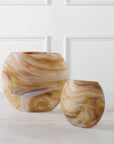 Fusion - Swirled Caramel & Ivory Vases (Set of 2)