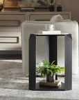 Keenan - Geometric Accent Table - Bronze / White