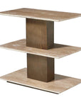 Travertini - 3 Tiered Accent Table - Bronze / Beige