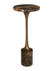 Karnes - Dark Marble Drink Table - Black / Bronze / Brown