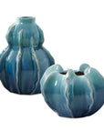 Ocean Wave - Outdoor Glazed Vases (Set of 2) - Blue / Green