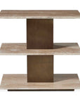 Travertini - 3 Tiered Accent Table - Bronze / Beige