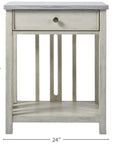 Escape - Bedside Table With Stone Top - Pearl Silver