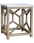 Catali - Stone End Table - White & Light Brown