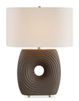 Geno - Concentric Ribbed Table Lamp - Brown