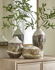 Earthflow - Glazed Outdoor Vases (Set of 3) - Brown / Green / White