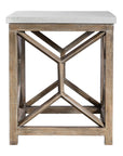 Catali - Stone End Table - White & Light Brown