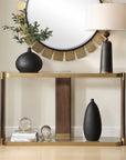 Ryles - Glass Console Table - Brass / Brown / Woodtone