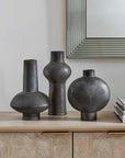 Charcoal Bloom - Indoor-Outdoor Vases (Set of 3) - Black / Gray