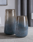 Ione - Seeded Glass Vases (Set of 2) - Blue