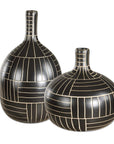 Graphite - Stride Geometric Vases (Set of 2) - Black