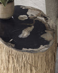 Arco - Petrified Wood Top Accent Table - Black / White