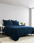 Caleb - Hand Stitched King Quilt - Midnight Blue
