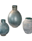 Mercede - Weathered Vases (Set of 3) - Blue-Green