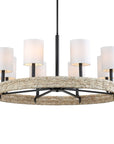 Faiyam - 8 Light Rattan Chandelier - Black