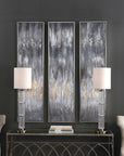 Gray Showers - Hand Painted Canvases (Set of 3) - Dark Gray